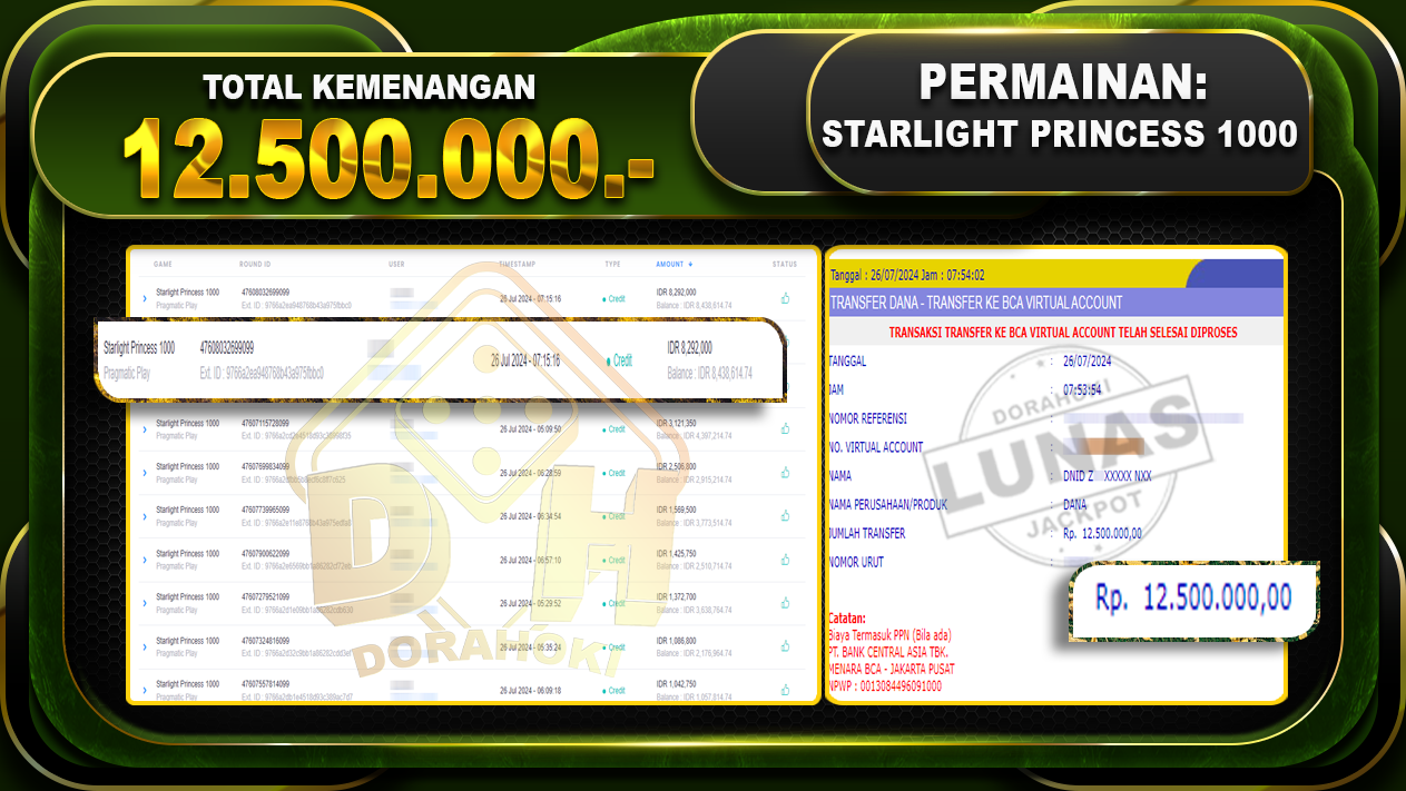 STARLIGHT PRINCESS 1000 Rp.12.500.000