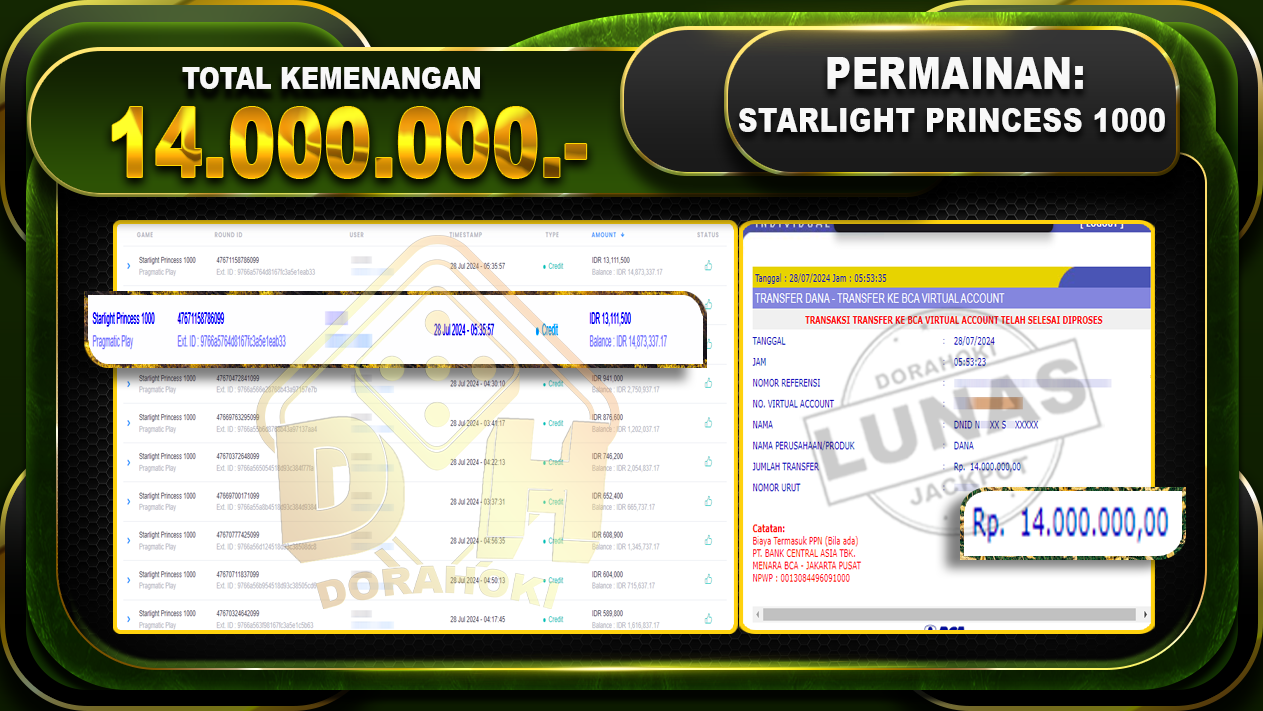 STARLIGHT PRINCESS 1000 Rp.14.000.000