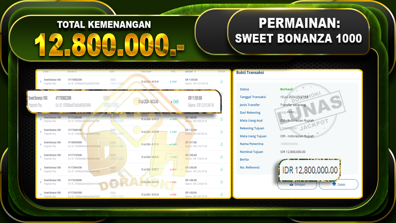 SWEET BONANZA 1000 Rp.12.800.000