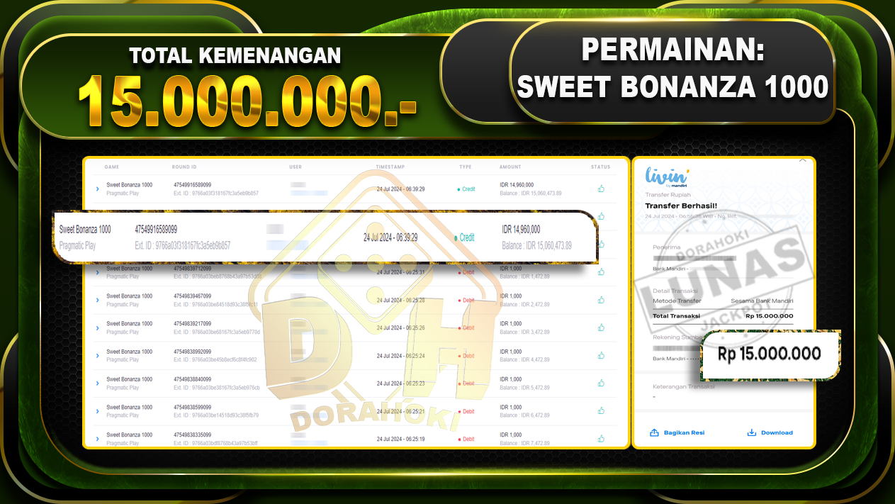 SWEET BONANZA 1000 Rp.15.000.000