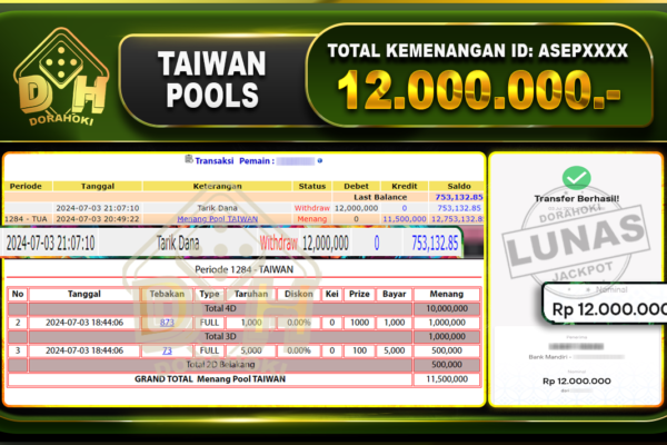 TOGEL TAIWAN Rp.12.000.000