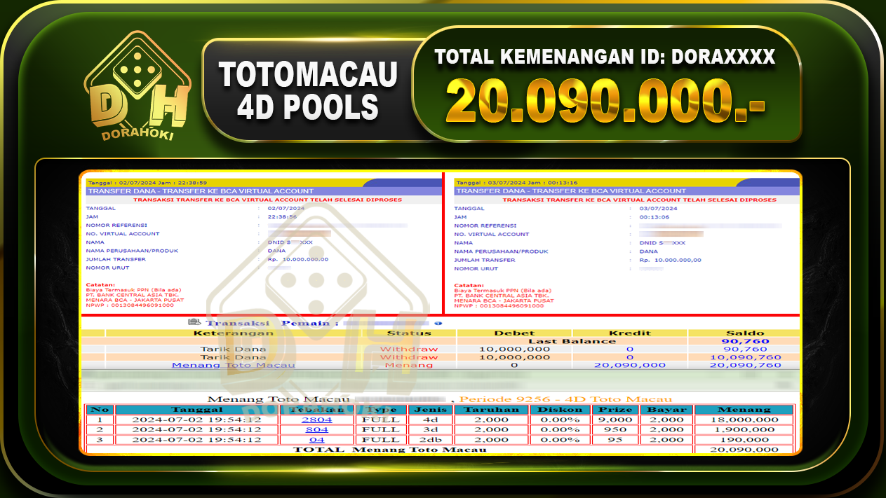 TOGEL TOTOMACAU 4D Rp.20.090.000