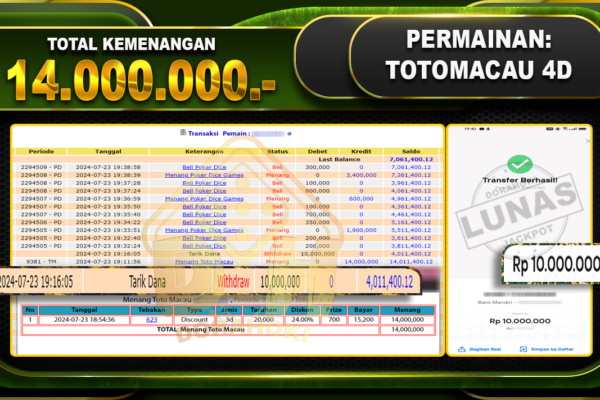 TOTOMACAU 4D Rp.14.000.000