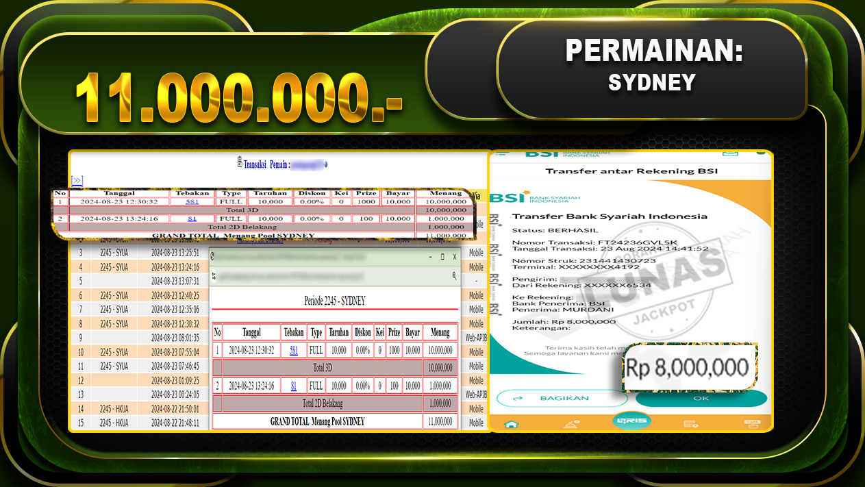 TOGEL SYDNEY Rp.11.000.000