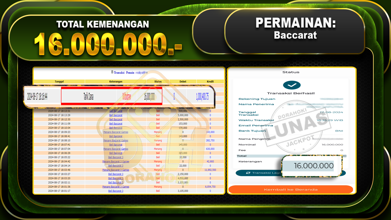 Baccarat Rp 16.000.000