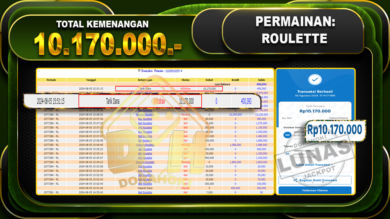 ROULETTE Rp.10.170.000