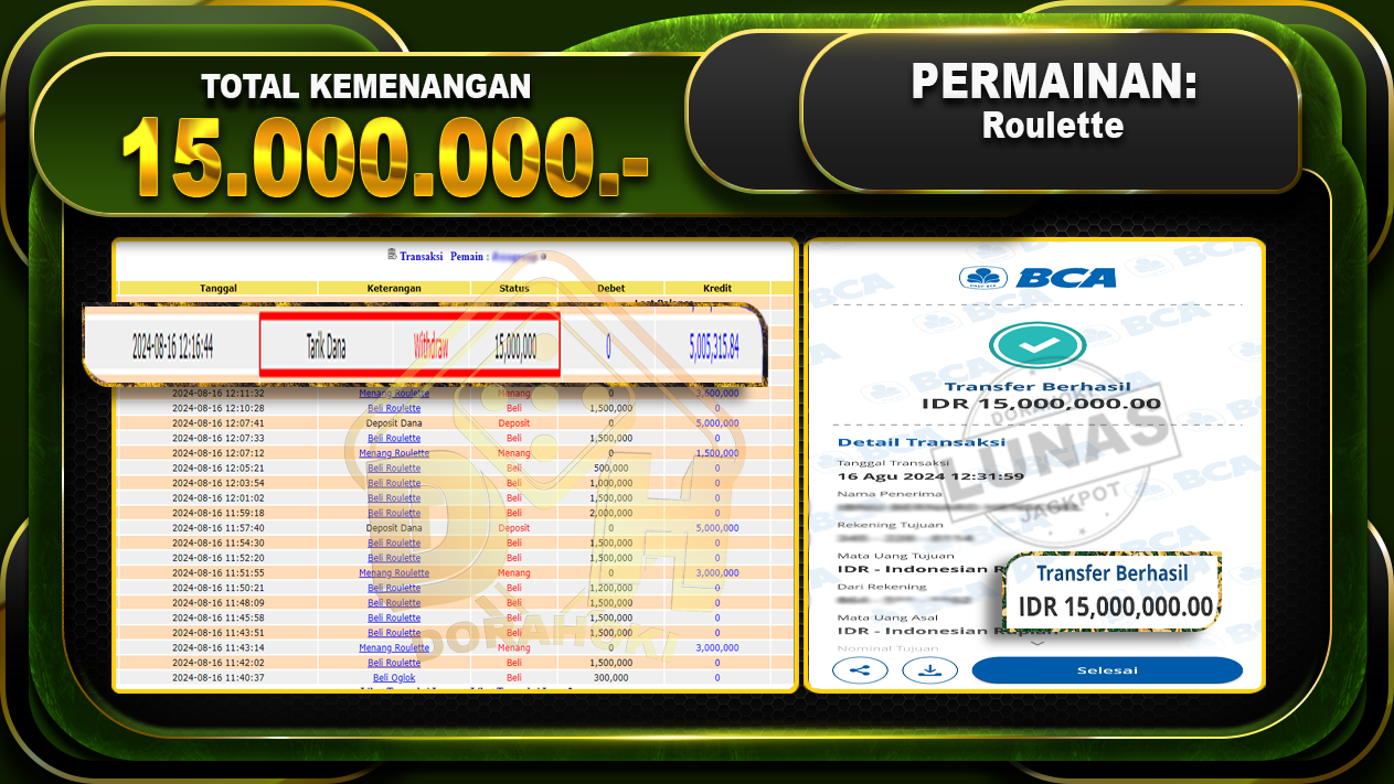 Roulette Rp 15.000.000