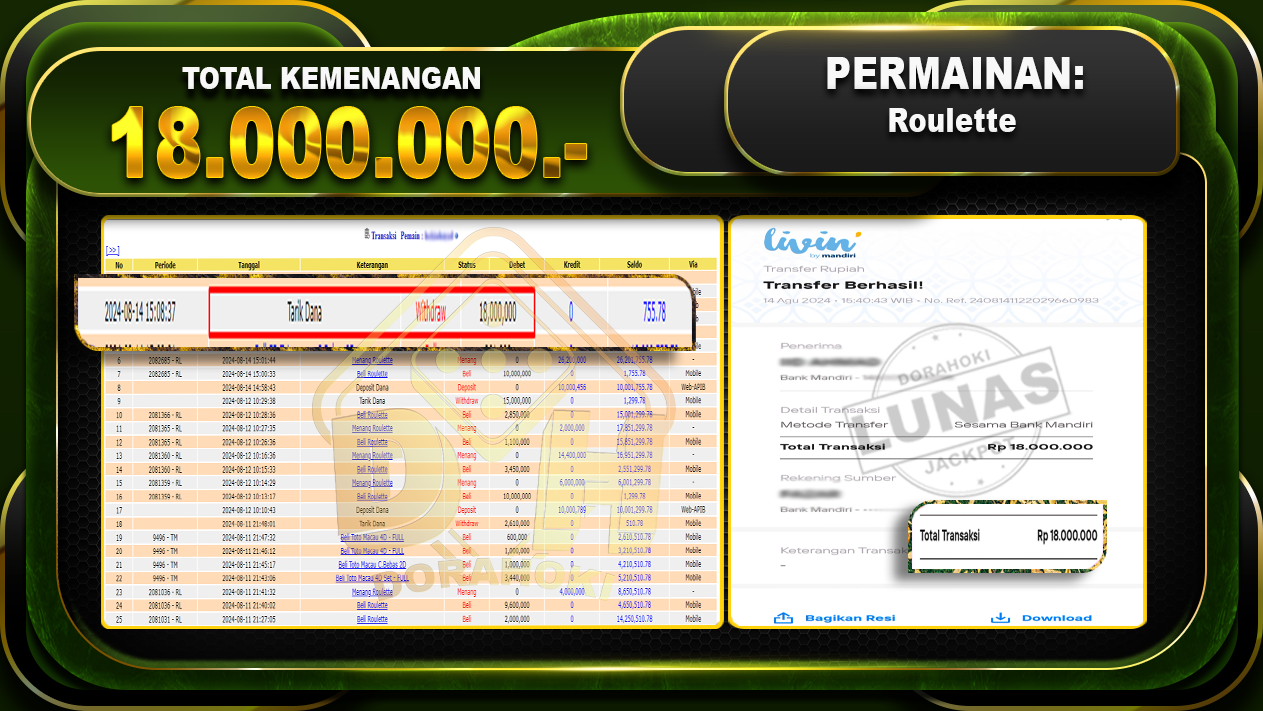 Roulette Rp 18.000.000