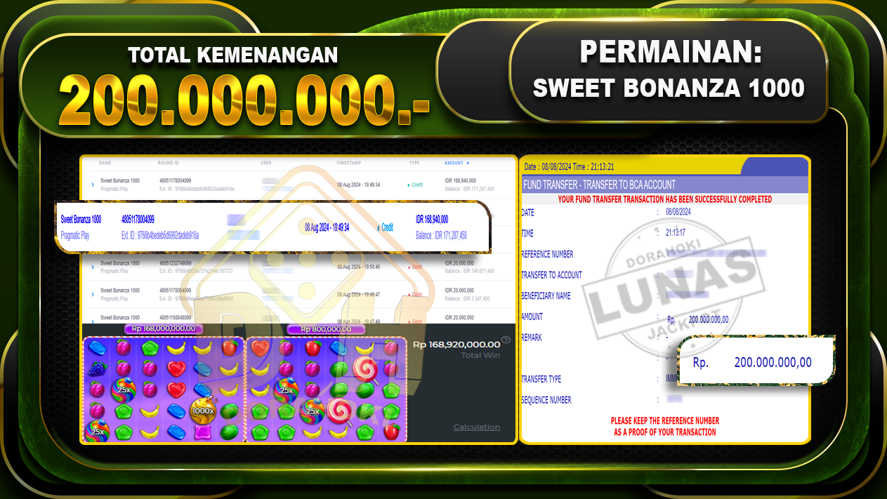 SWEET BONANZA 1000 Rp.200.000.000