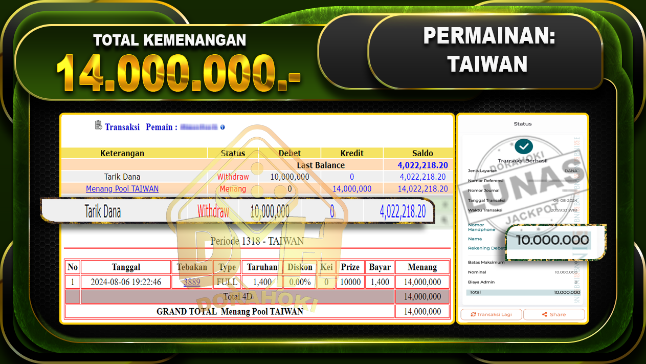 TAIWAN Rp.14.000.000