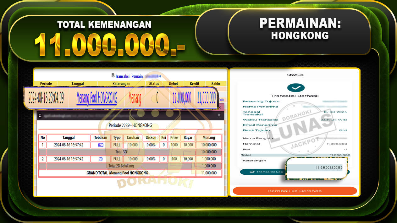 TOGEL HONGKONG Rp 11.000.000