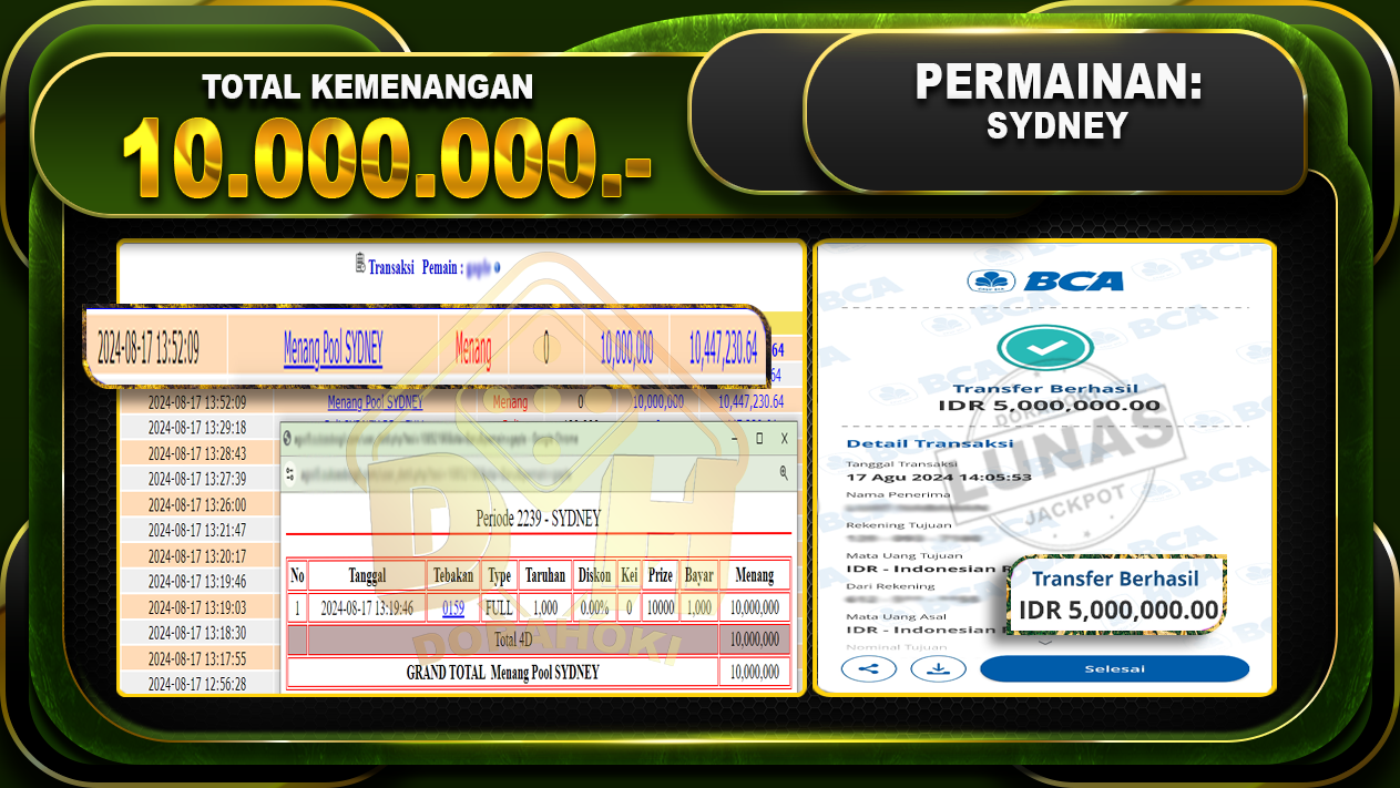 TOGEL SYDNEY Rp 10.000.000