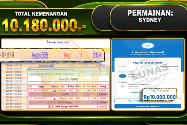 TOGEL SYDNEY Rp 10.180.000