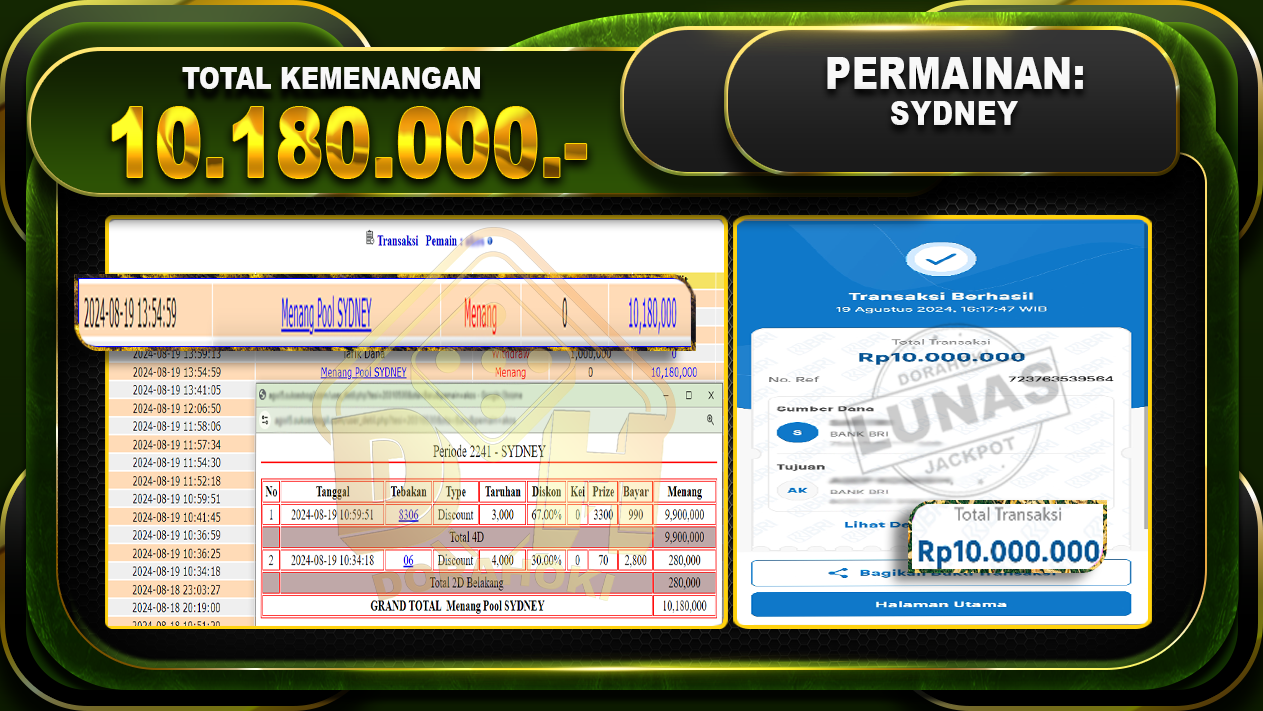 TOGEL SYDNEY Rp 10.180.000