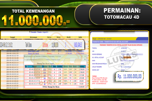 TOTOMACAU 4D Rp 11.000.000