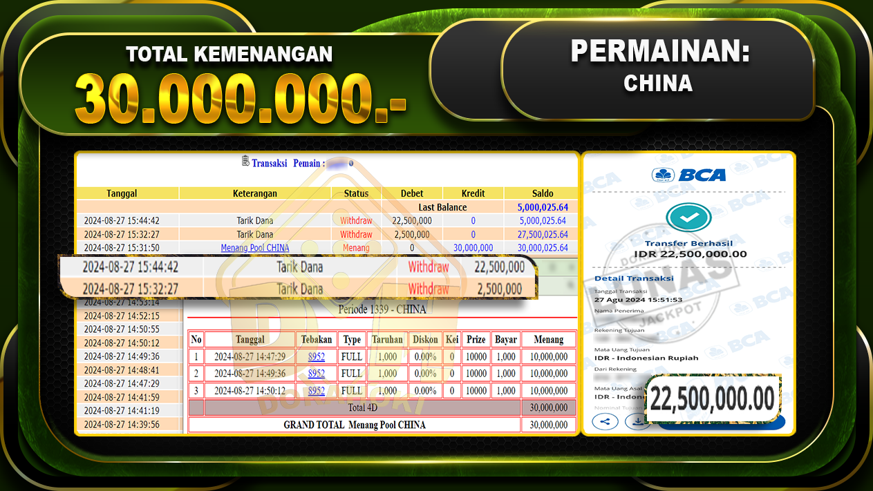 TOGEL CHINA Rp 30.000.000