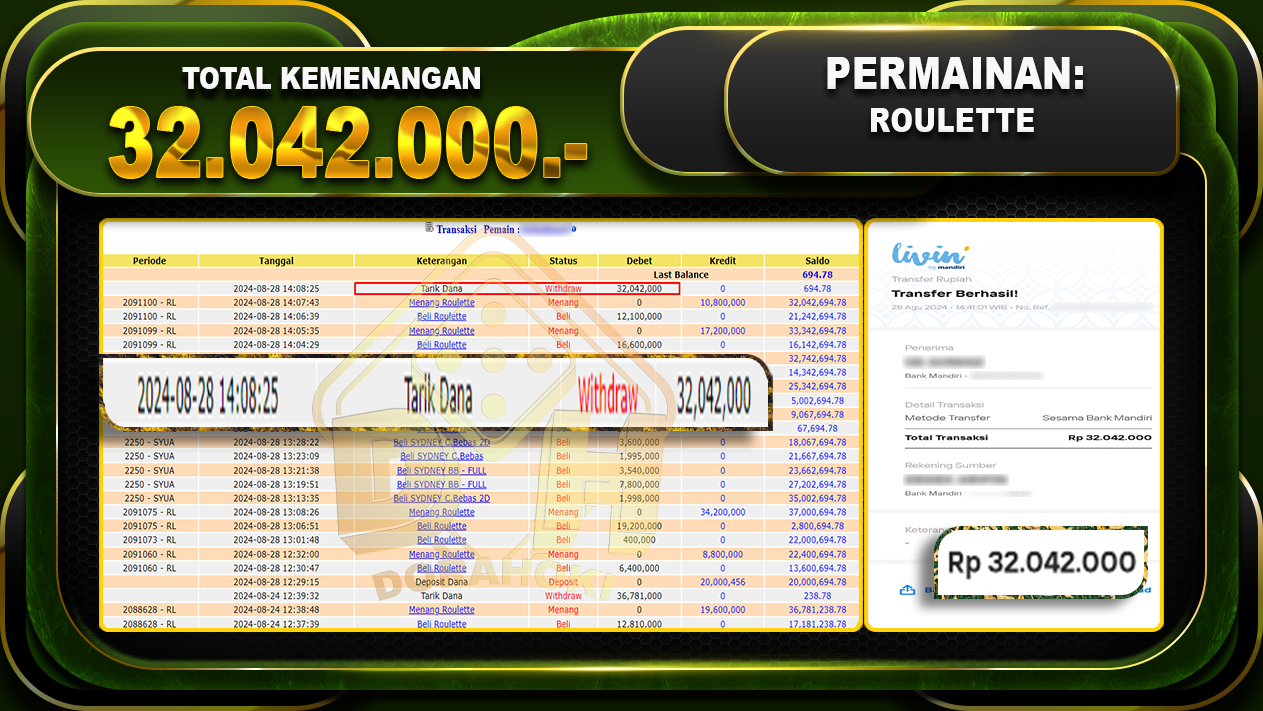 Roulette Rp 32.042.000