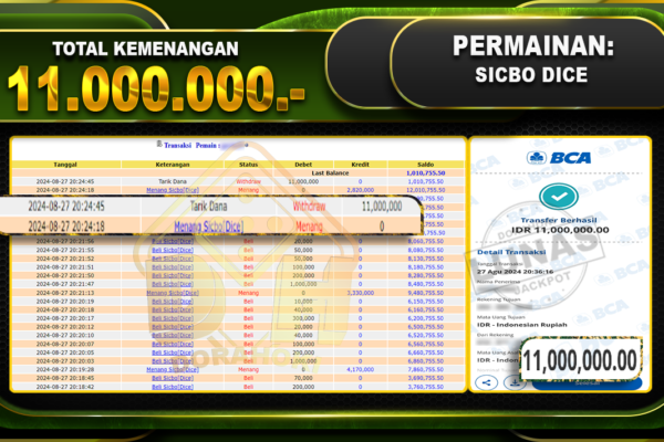 SICBO DICE Rp 11.000.000