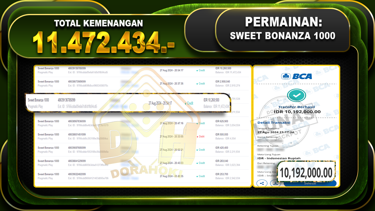 Sweet Bonanza 1000 Rp 11.472.434