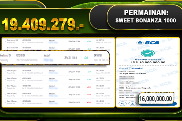 Sweet Bonanza 1000 Rp 19.409.279