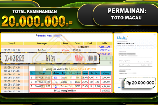 TOGEL TOTOMACAU Rp.20.000.000