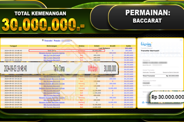 Baccarat Games Rp 30.000.000