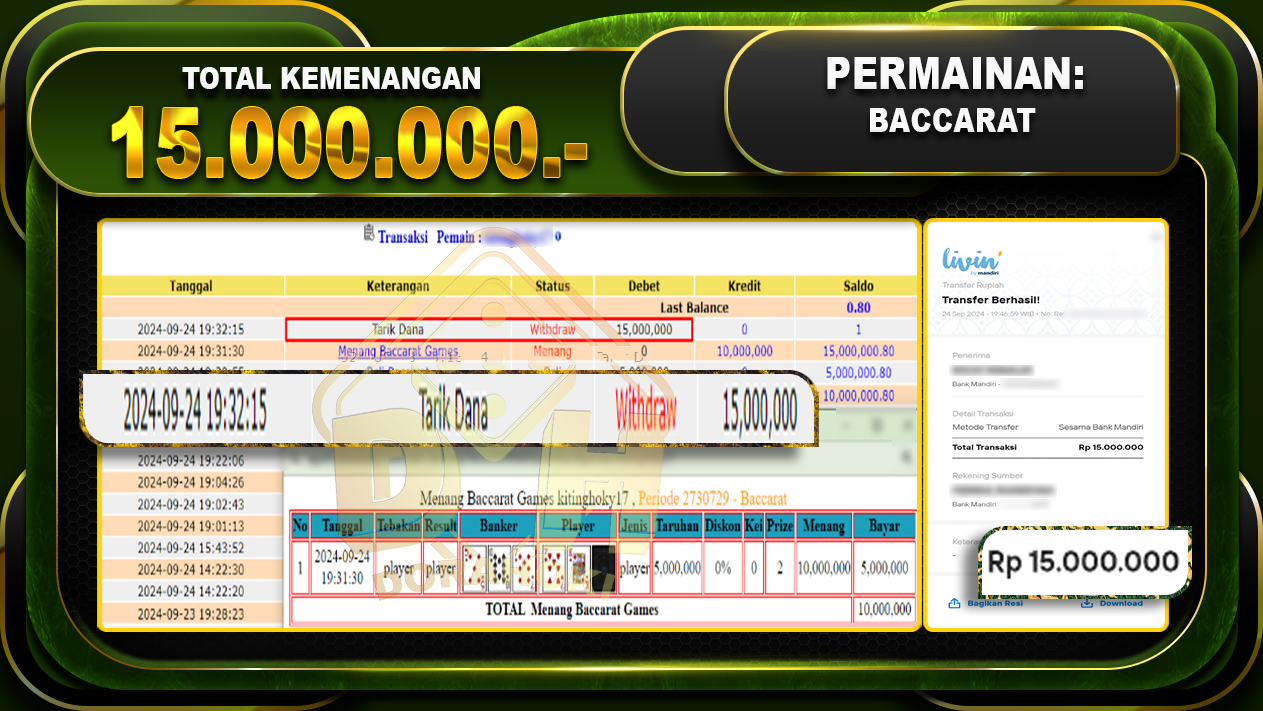 Baccarat Games Rp.15.000.000