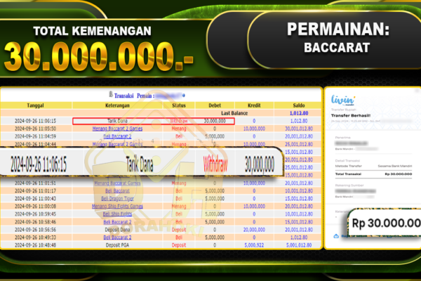 Baccarat Games Rp.30.000.000