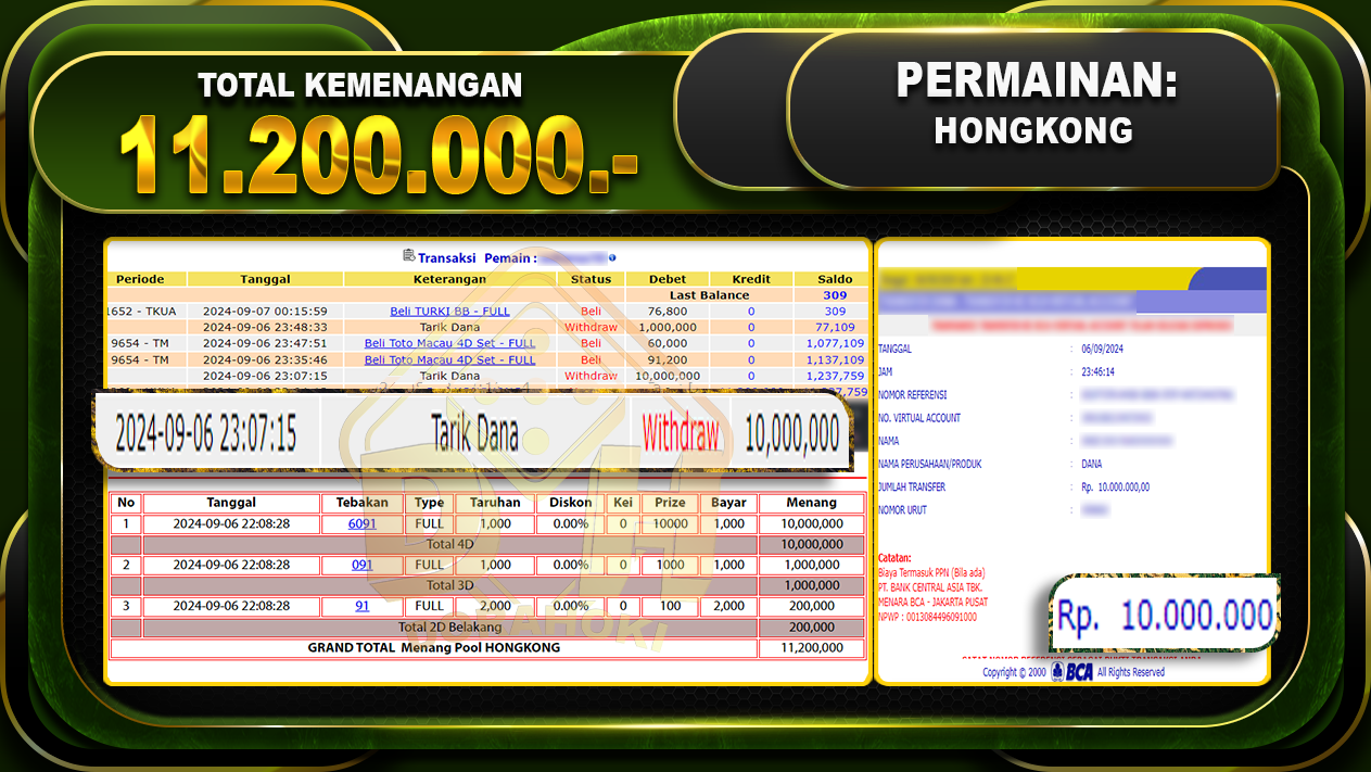 TOGEL HONGKONG Rp 11.200.000