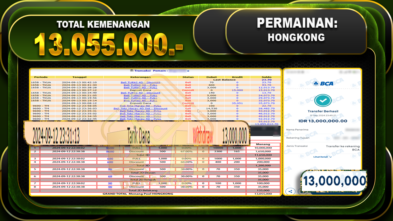 TOGEL HONGKONG Rp.13.055.000