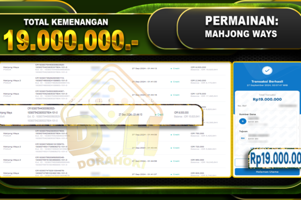 Mahjong Ways – DORAHOKI 27 SEPT 2024 Mahjong Ways Rp.19.000.000