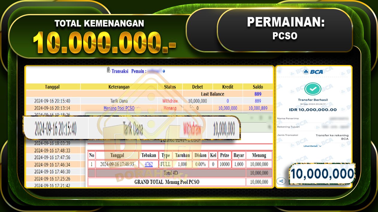 TOGEL PCSO Rp. 10.000.000