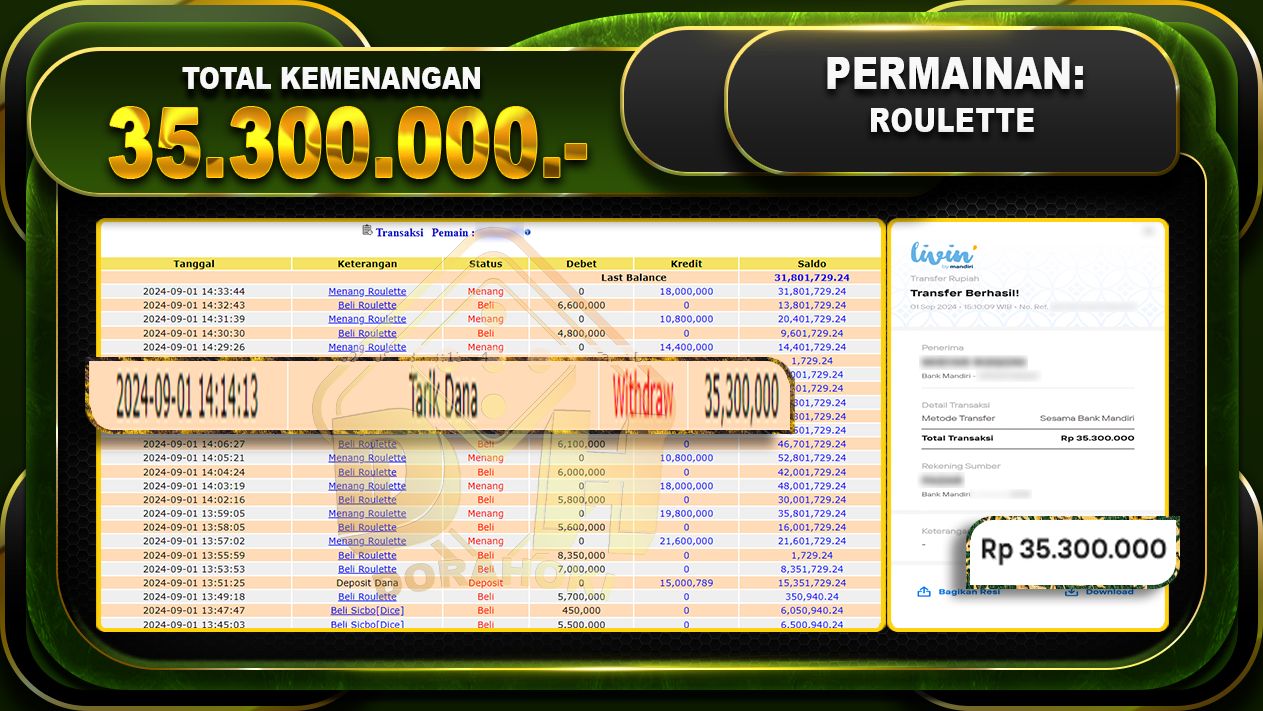 Roulette Rp 35.300.000