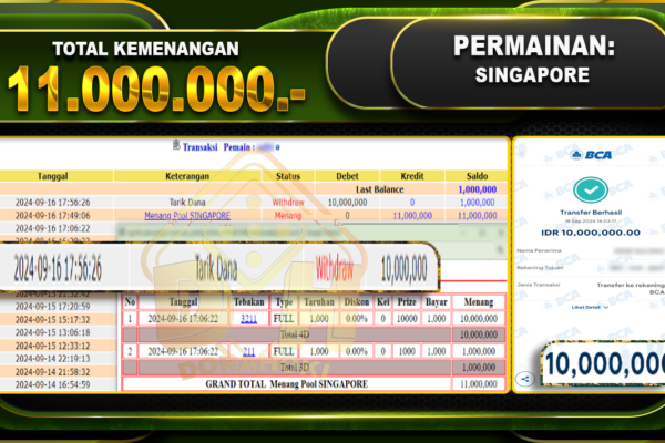 TOGEL SINGAPORE Rp. 11.000.000