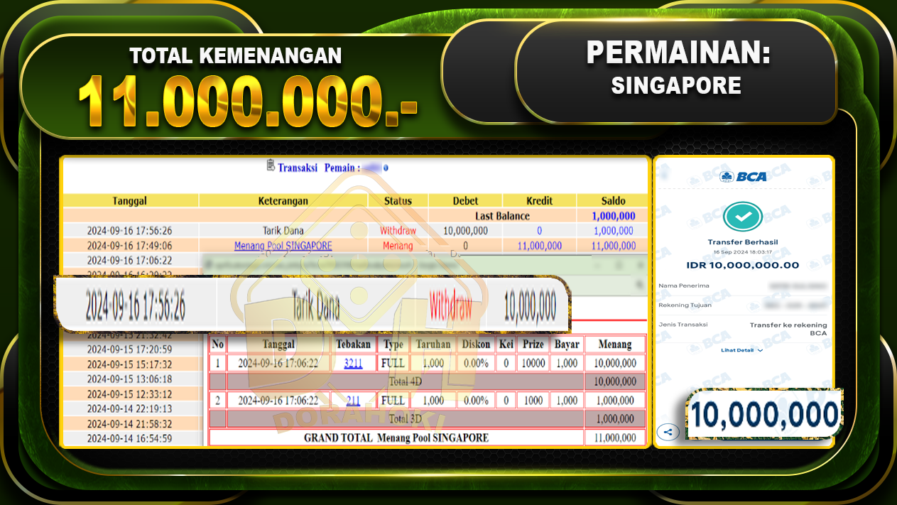 TOGEL SINGAPORE Rp. 11.000.000