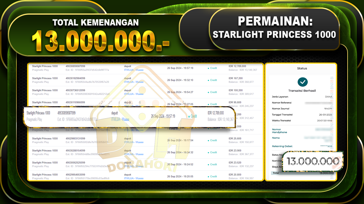 Starlight Princess 1000 Rp.13.000.000