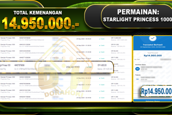 Starlight Princess 1000 rP.14.950.000