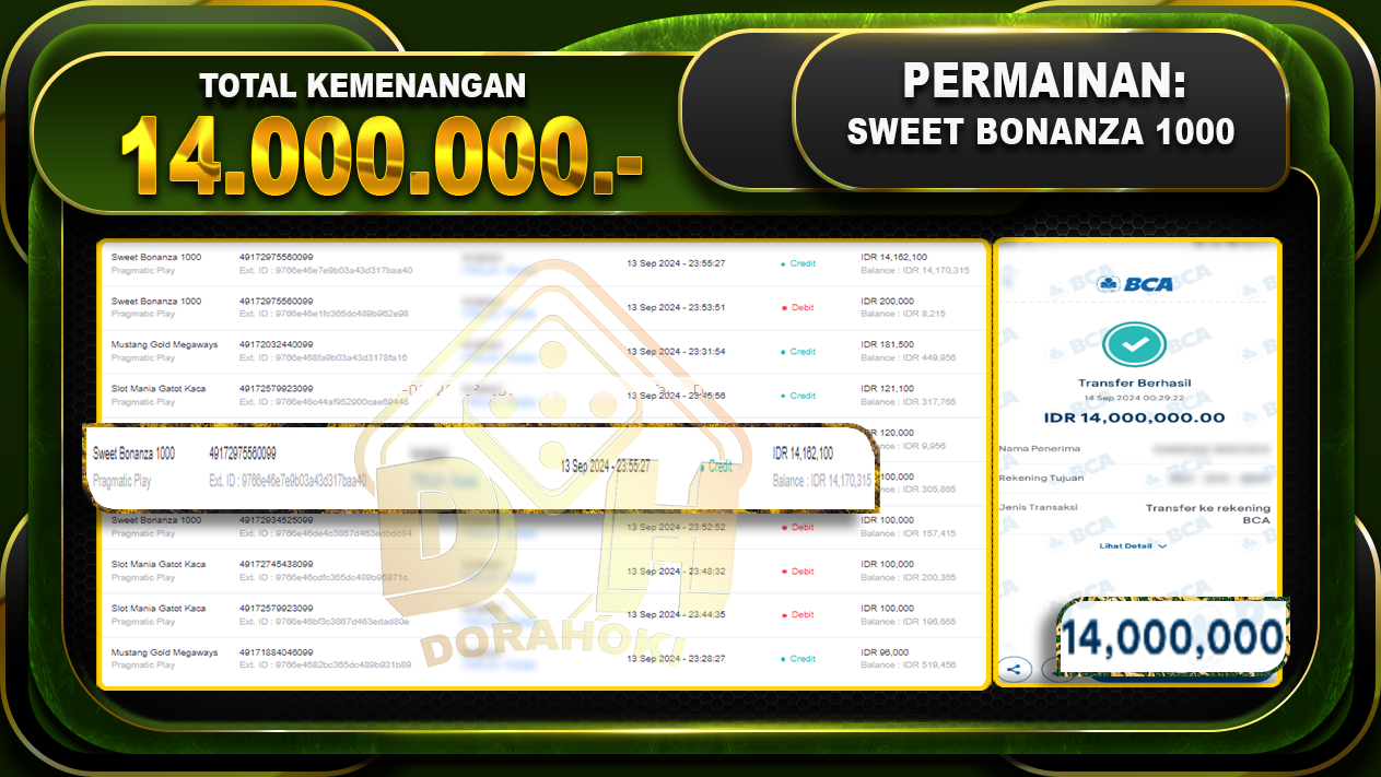 Sweet Bonanza 1000 Rp 14,000,000