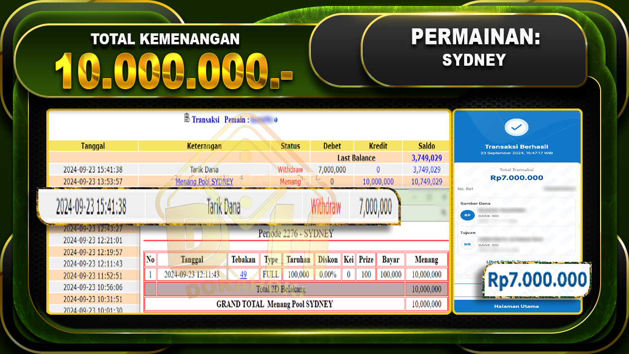 TOGEL SYDNEY Rp.10.000.000