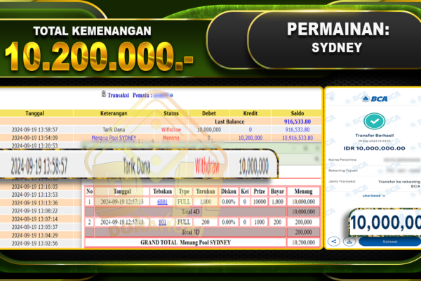 TOGEL SYDNEY Rp.10.200.000