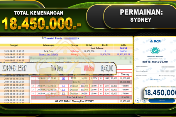 TOGEL SYDNEY Rp.18.450.000