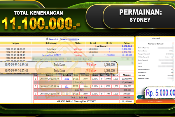 TOGEL SYDNEY Rp.11.100.000