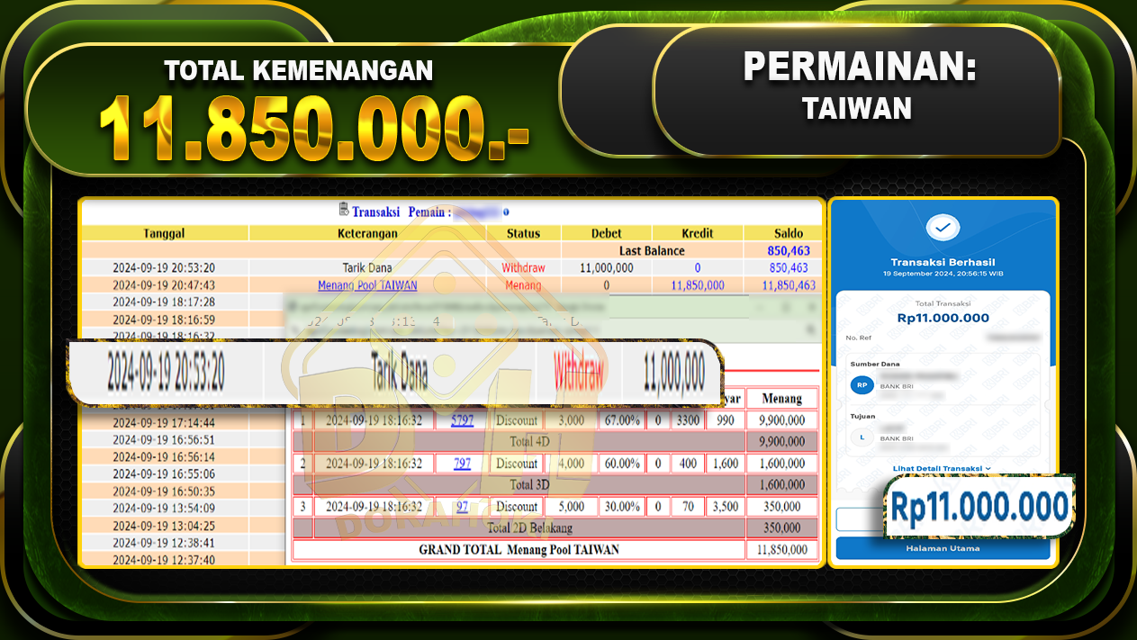 TOGEL TAIWAN Rp.11.850.000