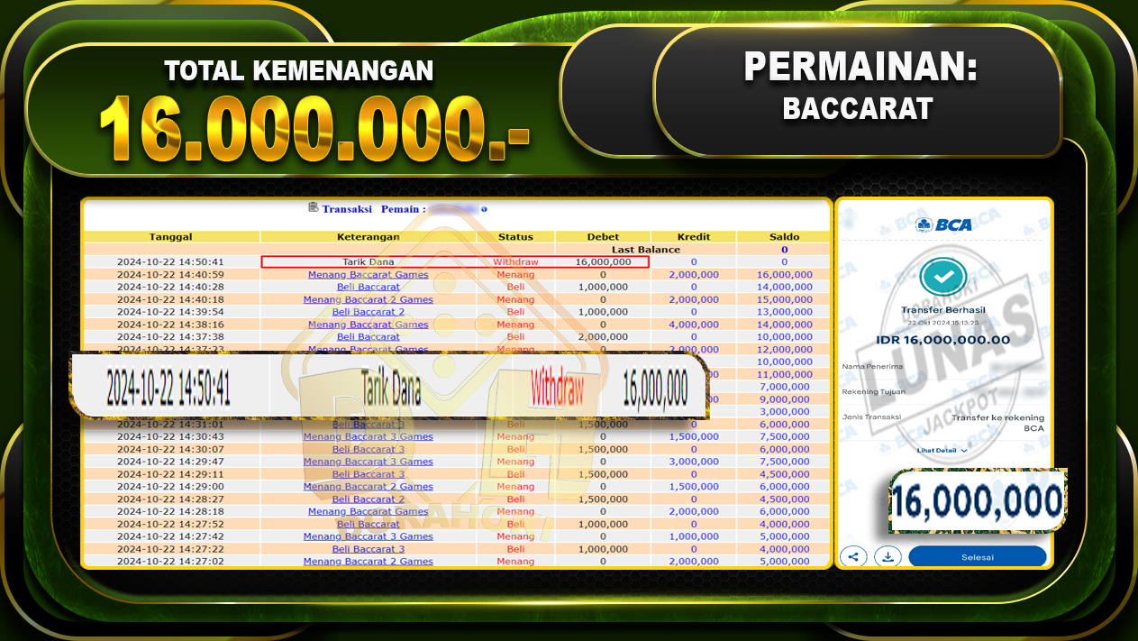 Baccarat Games Rp.16.000.000