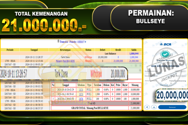 TOGEL BULLSEYE Rp.21.000.000