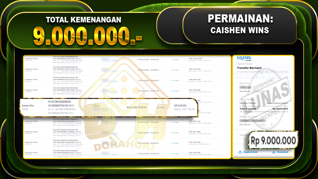 CAISHEN WINS Rp.9.000.000