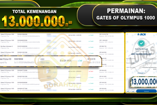 Gates Of Olympus 1000 Rp.13.000.000