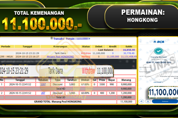 TOGEL HONGKONG Rp,11.100.000