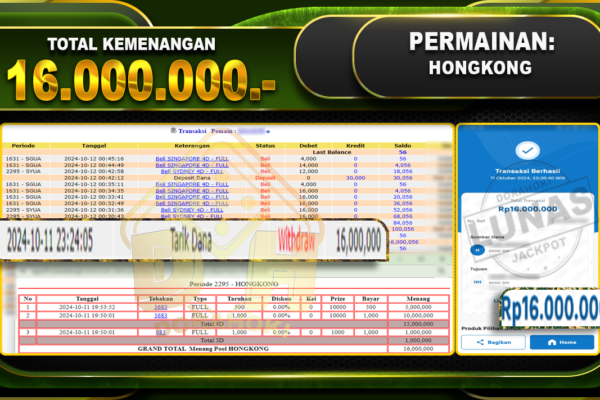 TOGEL HONGKONG Rp.16.000.000