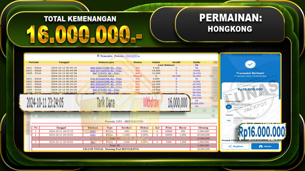 TOGEL HONGKONG Rp.16.000.000